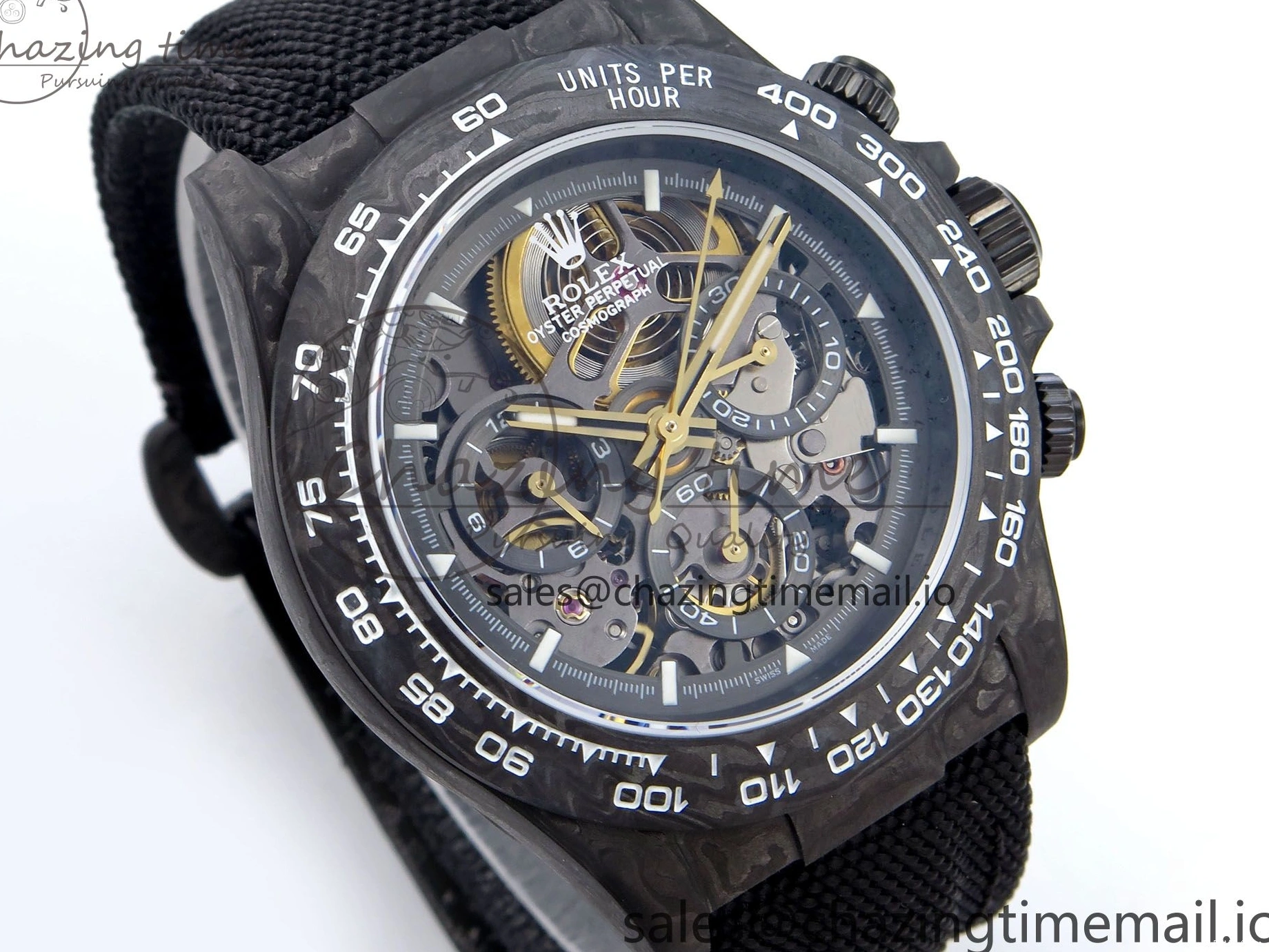0119 Bright Daytona Diw 40mm N6F 1:1 Best Edition Gray Skeleton Dial Black Nylon Strap DD 892